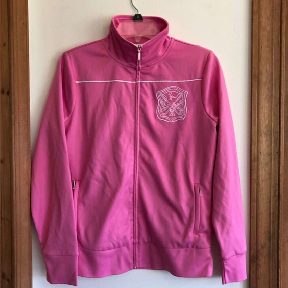 LILLY PULITZER Embroidered Monogram Crest Pink Athletic Jacket Medium
